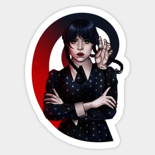 Paws up Wednesday Addams (and thing) Sticker